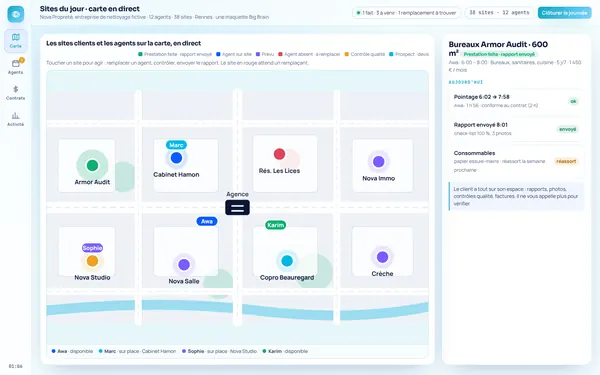 Démo Nova Propreté pour entreprises de nettoyage
