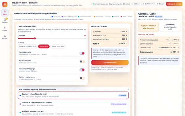 Démo Nova Traiteur pour traiteurs et food trucks